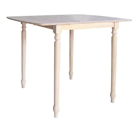 International Concepts Square Table with Butterfly Extension, Unfinished, 36 in W, 36 in L, 42 in H, Wood, Unfinished K-T36X-342T